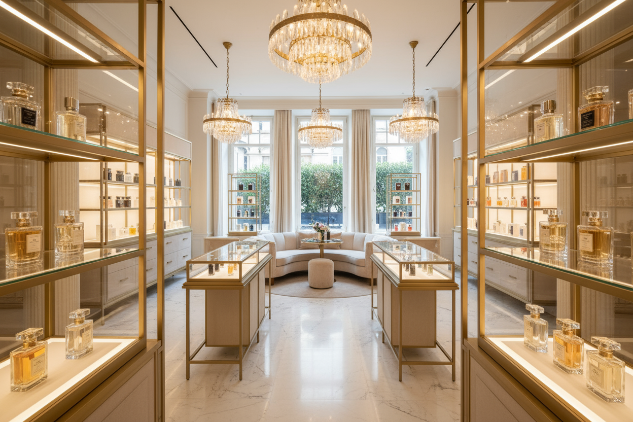 a beautiful elegant high end boutique perfume store